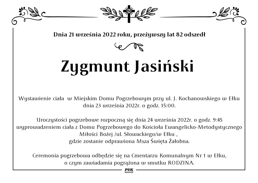 Zygmunt Jasiński  - nekrolog